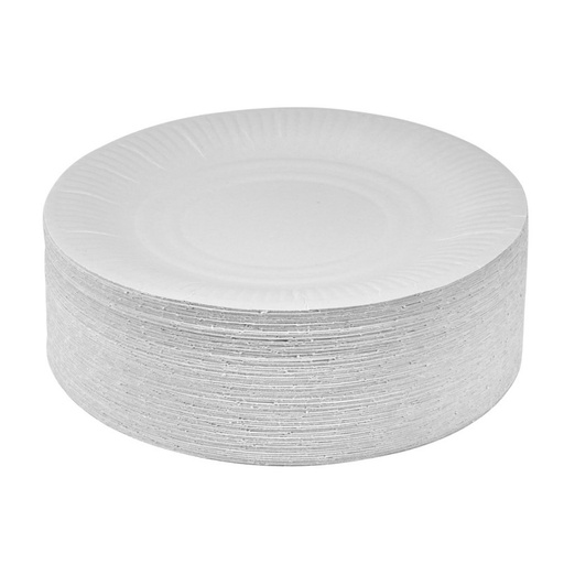 [DZ-00739] Assiette Carton Blanche  23 cm - Lot 12 