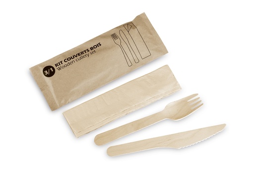 [DZ-00741] Kit Couverts Bois 3 pièces sous Film